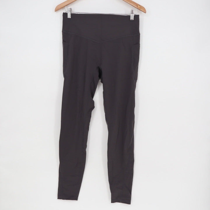 Halara High Waisted Full Length Activewear Leggings Size L Dark Gray Pockets