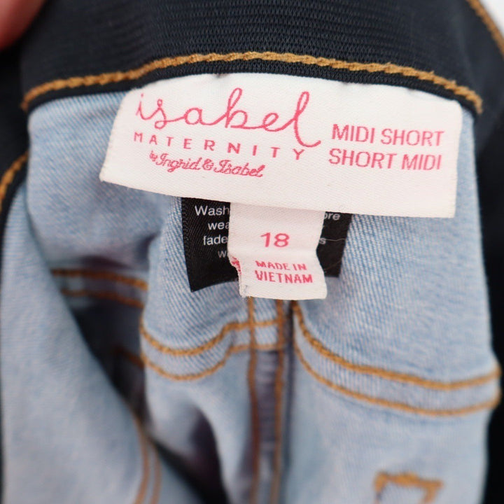Ingrid & Isabel Maternity Midi Shorts Light Wash Denim Size 18 Cuffed