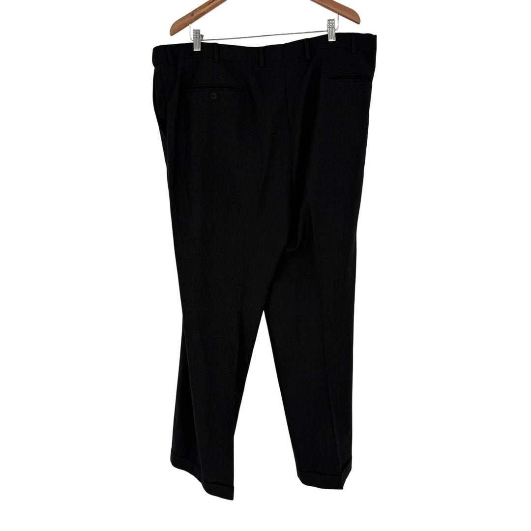 GS Mens Black Wool Blend Flat Front Dress Pants Size 44x32