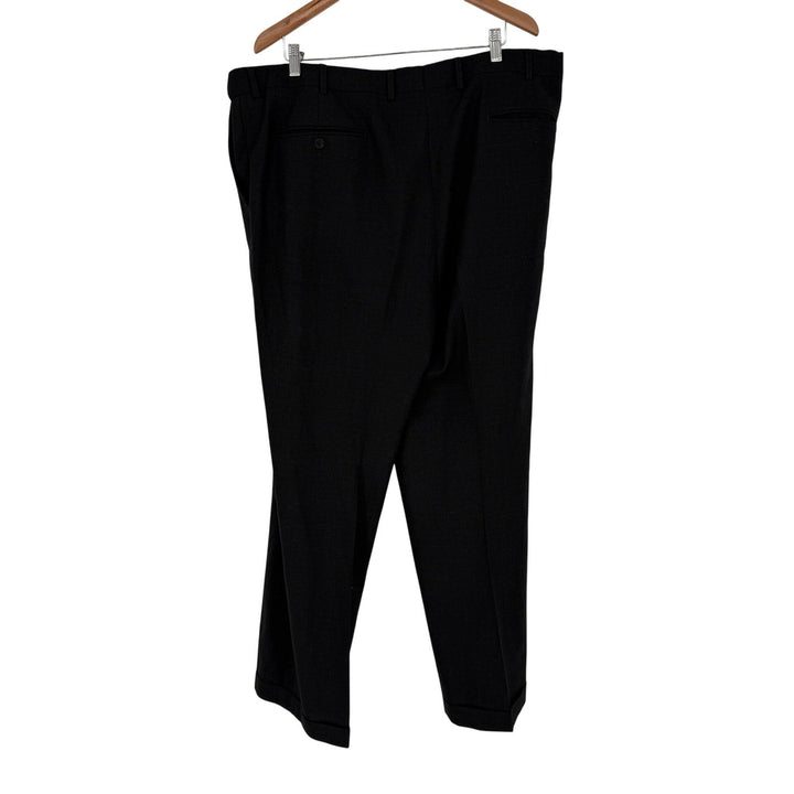 GS Mens Black Wool Blend Flat Front Dress Pants Size 44x32