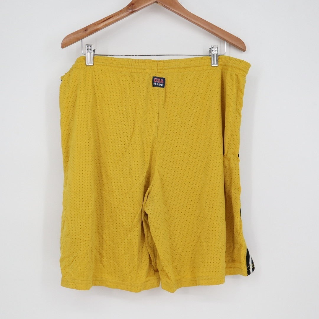 The Cotton Exchange Basketball Shorts Mens XL Yellow Mesh Active Elastic Waist