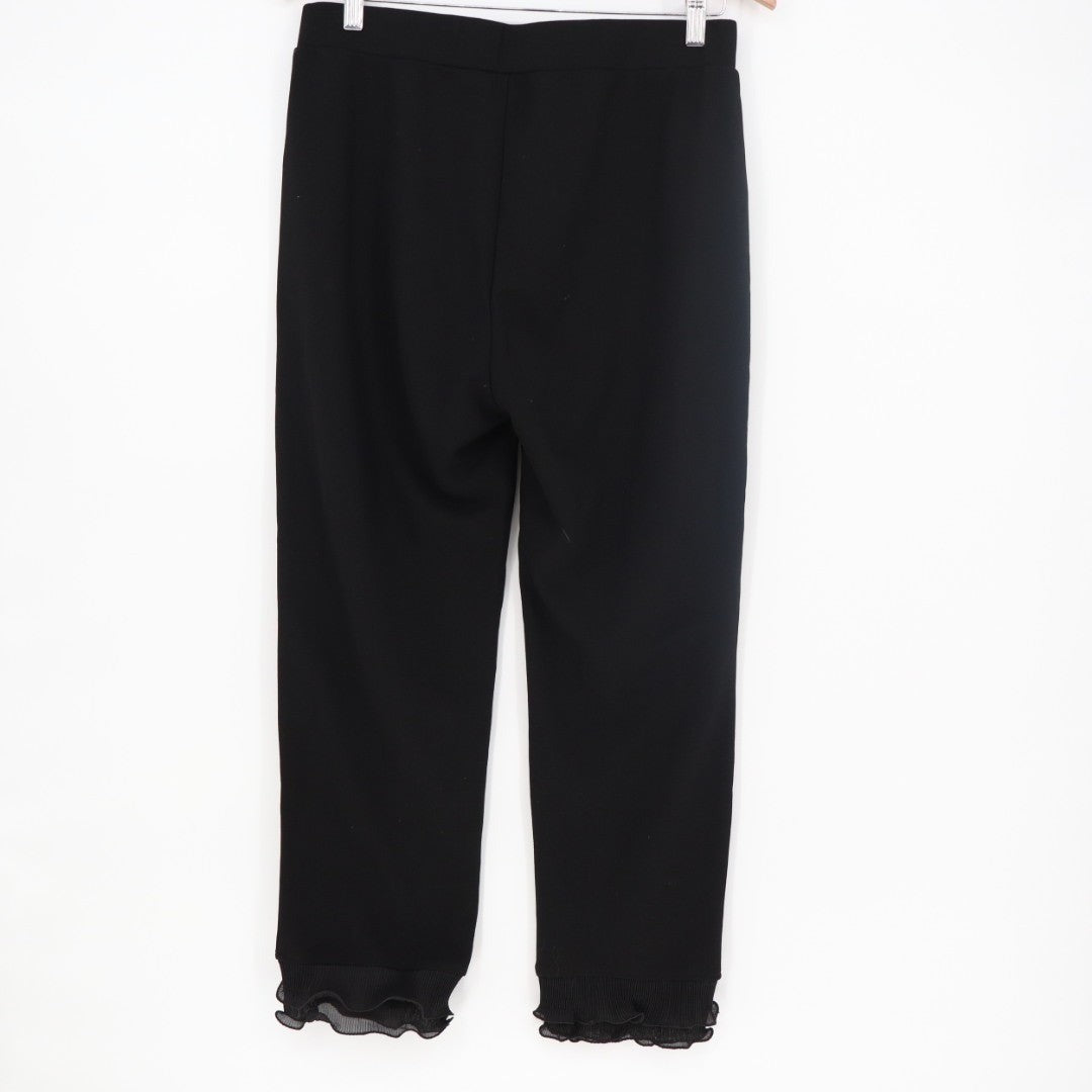 Shein Sweatpants Womens L Black Stretch Ruffle Ankle Elastic Waist Tapered Leg