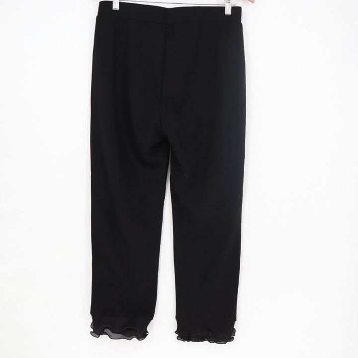 Shein Sweatpants Womens L Black Stretch Ruffle Ankle Elastic Waist Tapered Leg