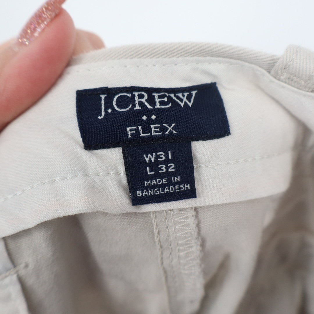 J.Crew Flex Chino Pants Men 31x32 White Cotton Stretch Slash Pocket Straight Leg