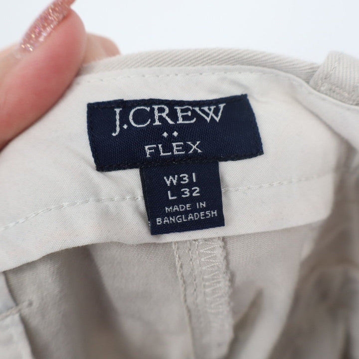 J.Crew Flex Chino Pants Men 31x32 White Cotton Stretch Slash Pocket Straight Leg