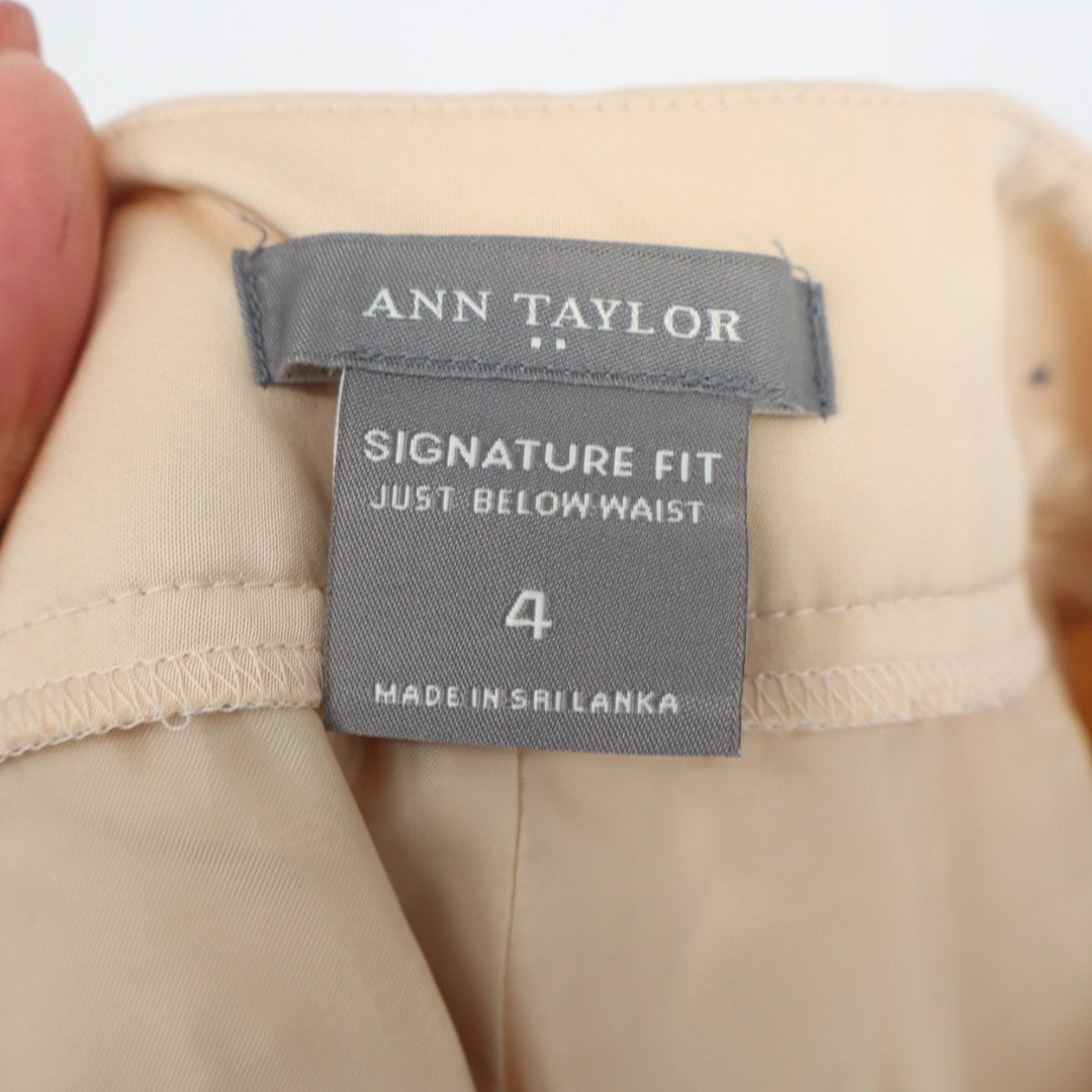 Ann Taylor Signature Fit Dress Pants Women 4 Tan Stretch Just Below Waist Formal