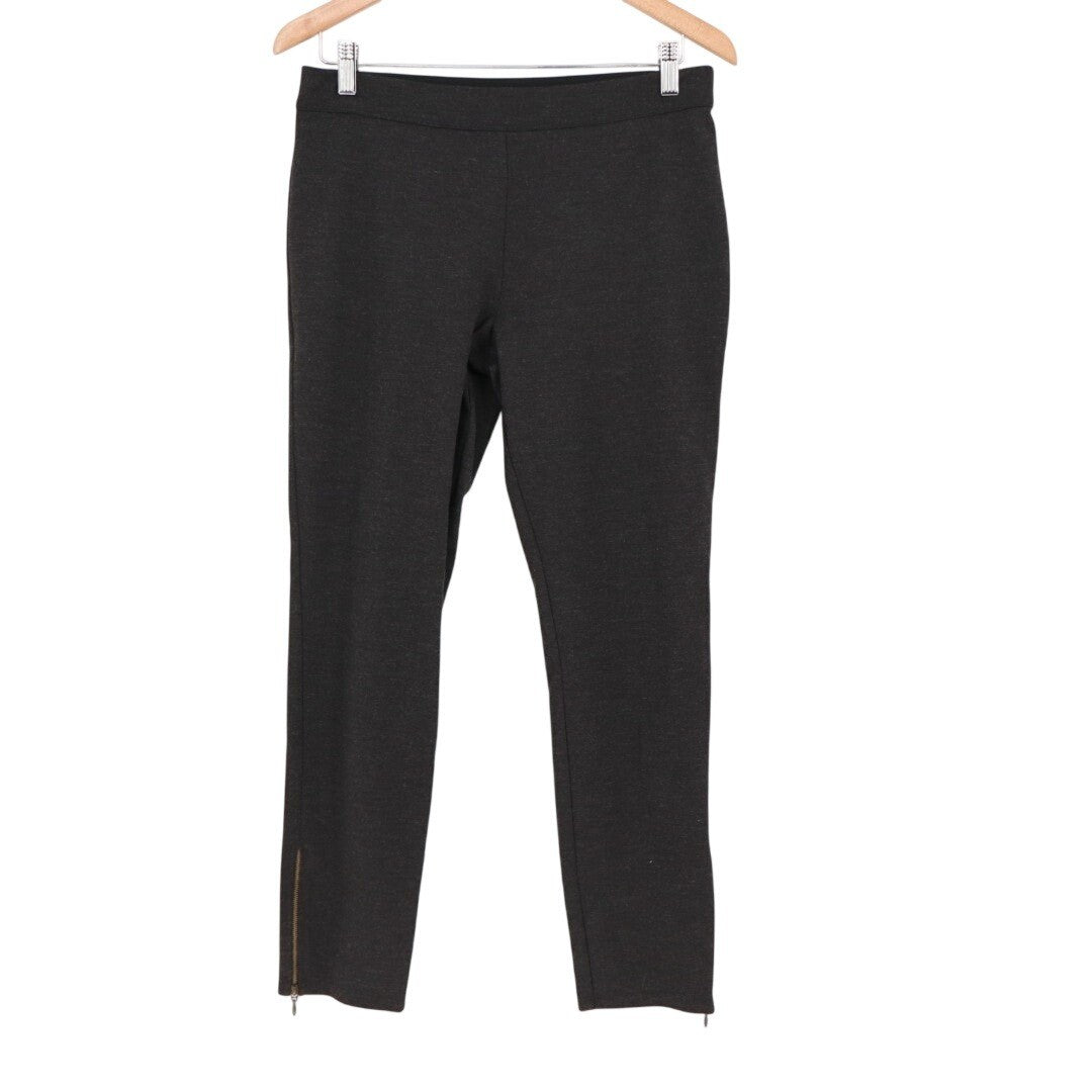 Women Ponte Pants 32x35 Black Ankle Zip All Day Comfort Elastic Waist Skinny Leg