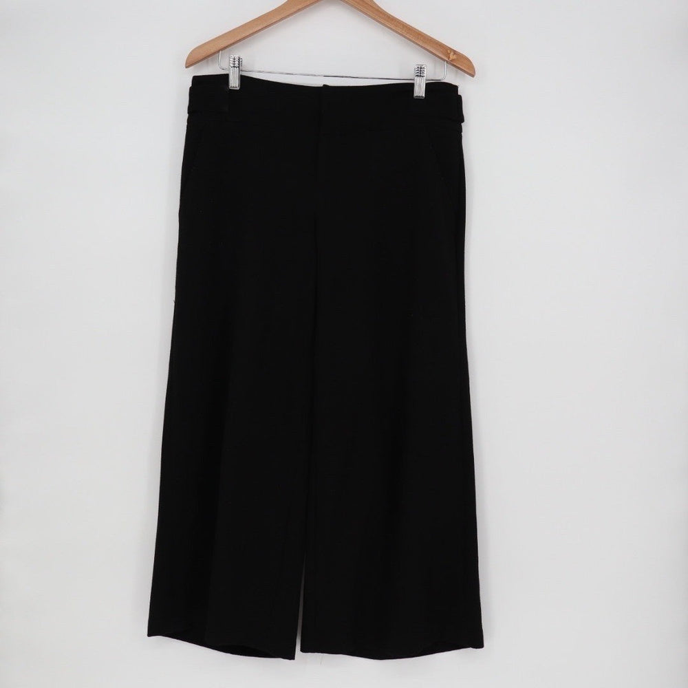 ELLE Black Wide Leg Cropped Pants Size 6 D-Ring Belt