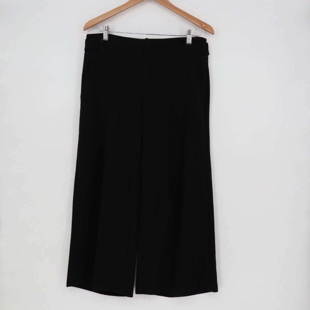 ELLE Black Wide Leg Cropped Pants Size 6 D-Ring Belt