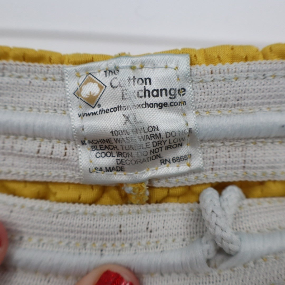 The Cotton Exchange Basketball Shorts Mens XL Yellow Mesh Active Elastic Waist