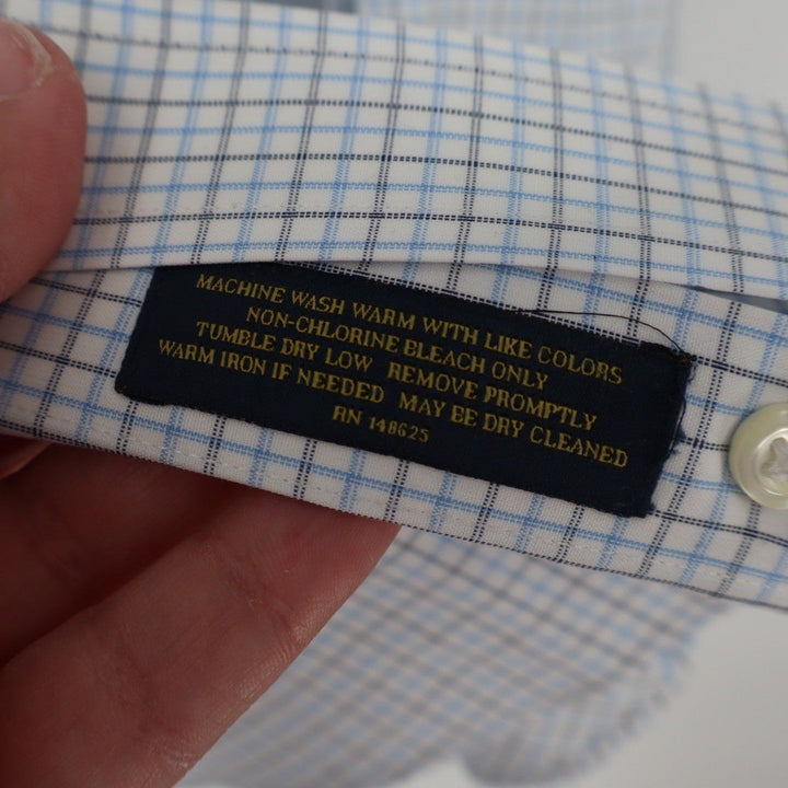 WILKES & RILEY Classic Fit Plaid Button Down Shirt Mens 17 1/2 x 36 Blue White