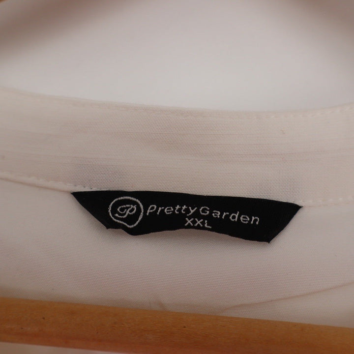 Pretty Garden White Cotton Viscose Tiered Maxi Dress Belted Long Sleeve XXL