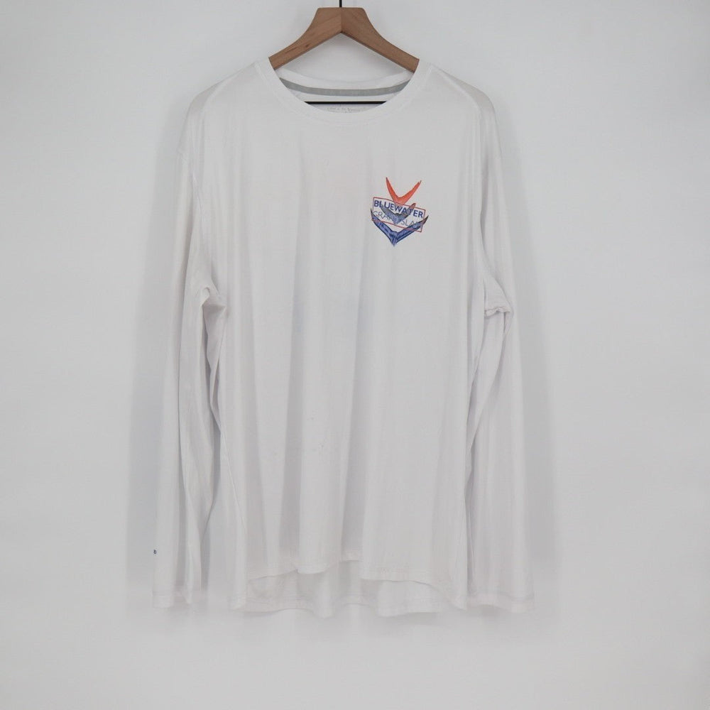 Reel Legends REEL-TEC Bluewater T-Shirt Mens XL White Crew Neck Long Sleeve