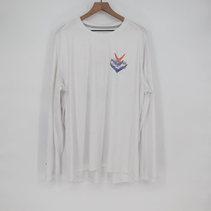 Reel Legends REEL-TEC Bluewater T-Shirt Mens XL White Crew Neck Long Sleeve