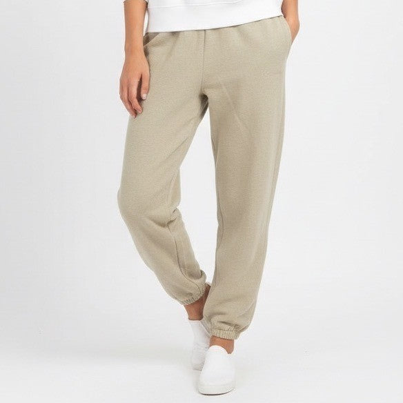 BDG JEANS Tan Beige Sweatpants Joggers Elastic Waist Size M Embroidered Logo