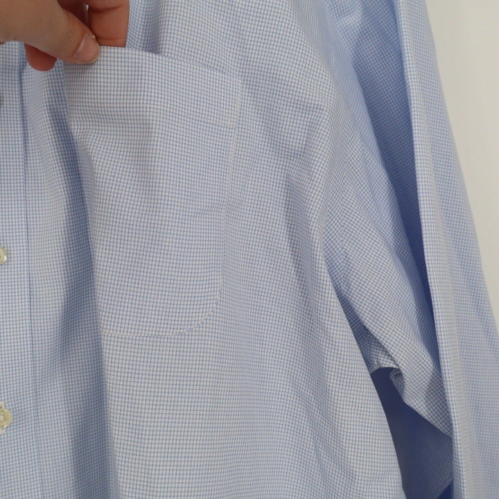 WILKES & RILEY Light Blue Gingham Classic Fit Dress Shirt 17 12 x 36