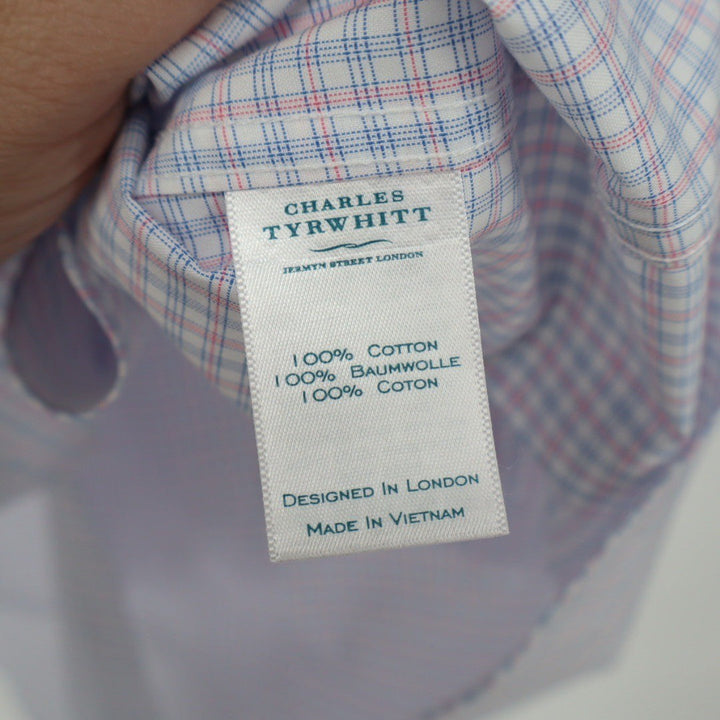 Charles Tyrwhitt Classic Fit Non Iron Gingham Dress Shirt Mens 18/35