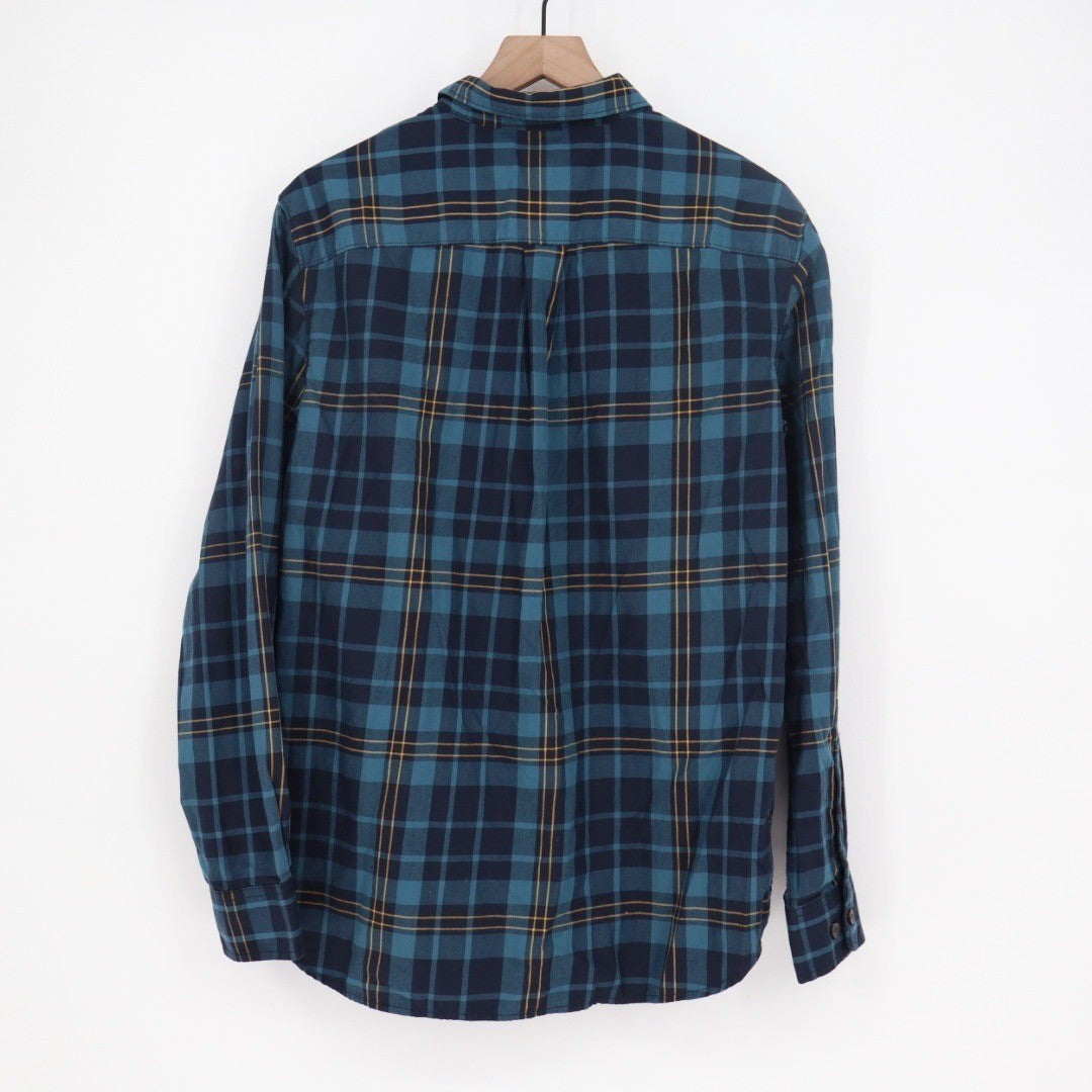 The North Face Mens Long Sleeve Plaid Button Up Shirt Blue Yellow Size M