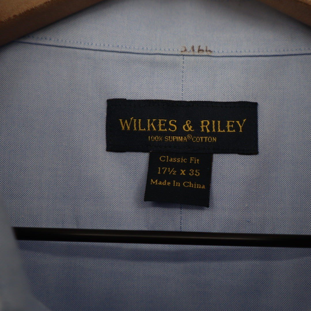 Wilkes & Riley Light Blue 100 Supima Cotton Classic Fit Dress Shirt 17 1/2 x 35