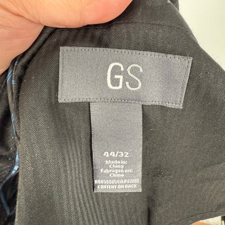 GS Mens Black Wool Blend Flat Front Dress Pants Size 44x32