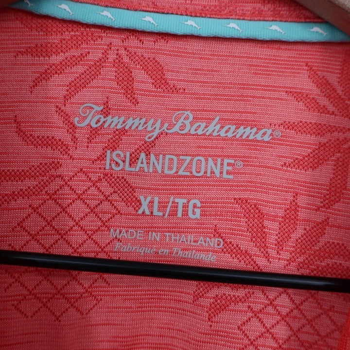 Tommy Bahama Islandzone Polo Shirt Mens XL Pink Pineapple Print Golf Performance