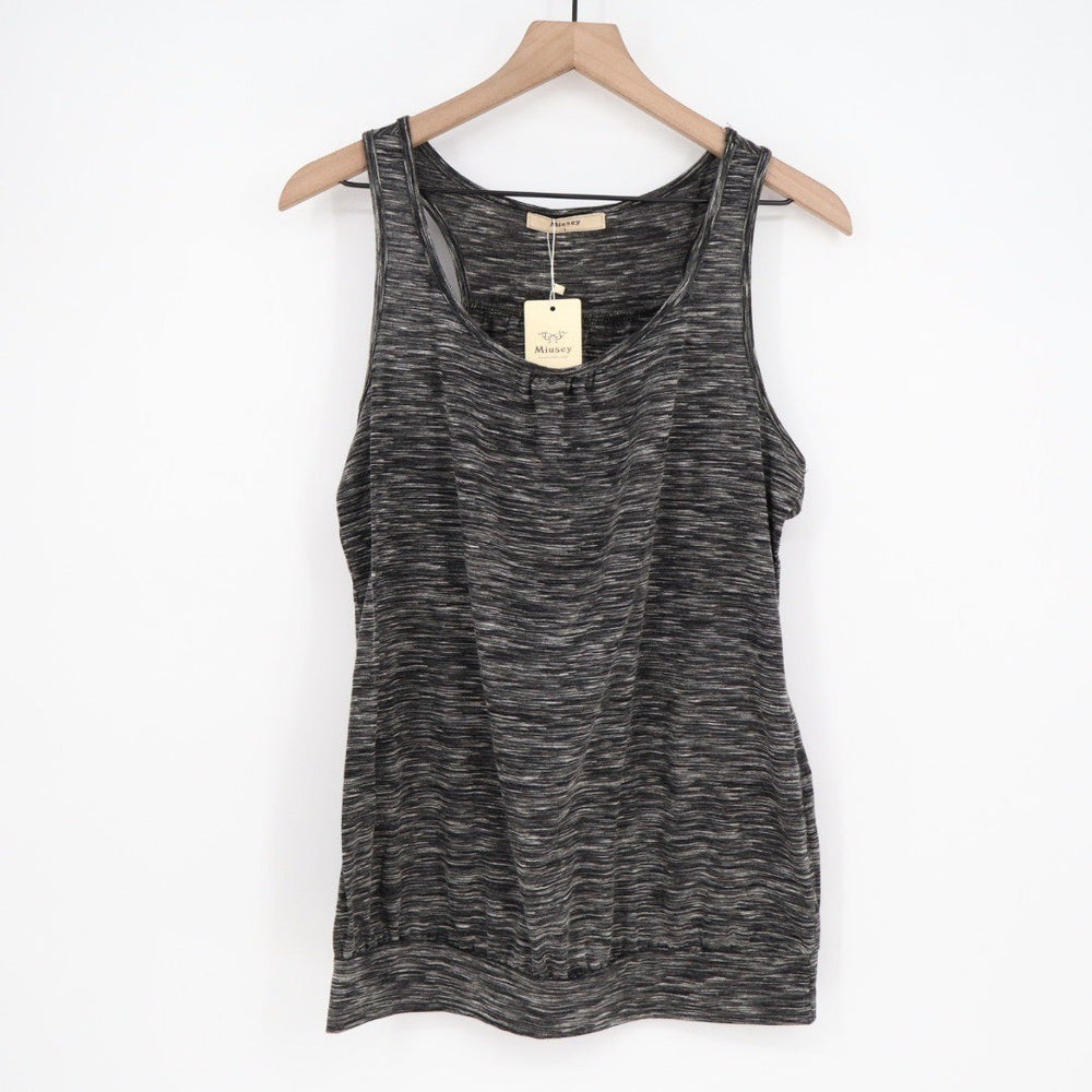 Miusey Gray Marled Heathered Knit Tank Top Size L Simple Comfy Casual