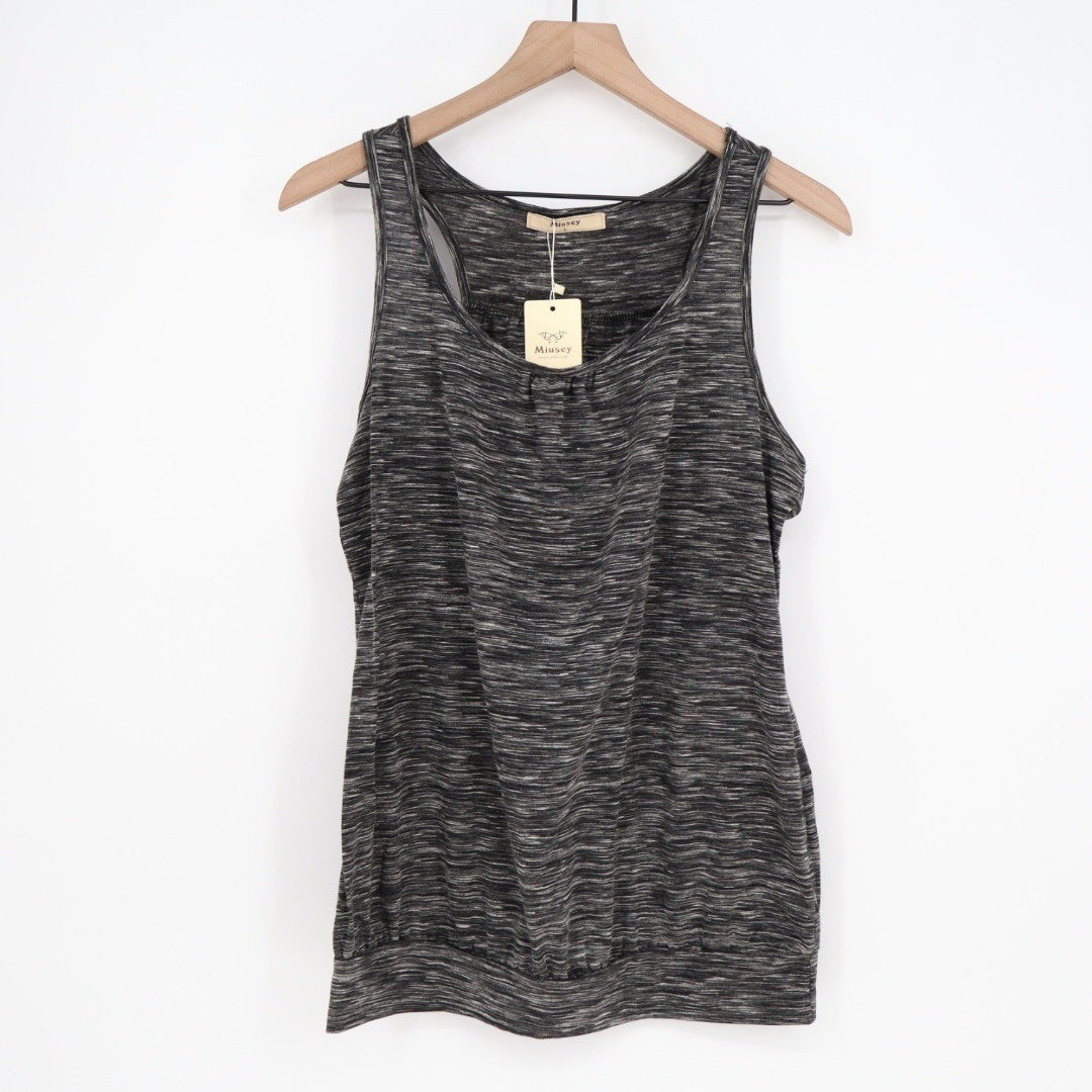 Miusey Gray Marled Heathered Knit Tank Top Size L Simple Comfy Casual