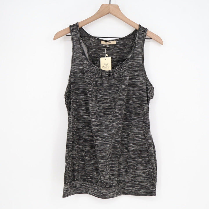 Miusey Gray Marled Heathered Knit Tank Top Size L Simple Comfy Casual