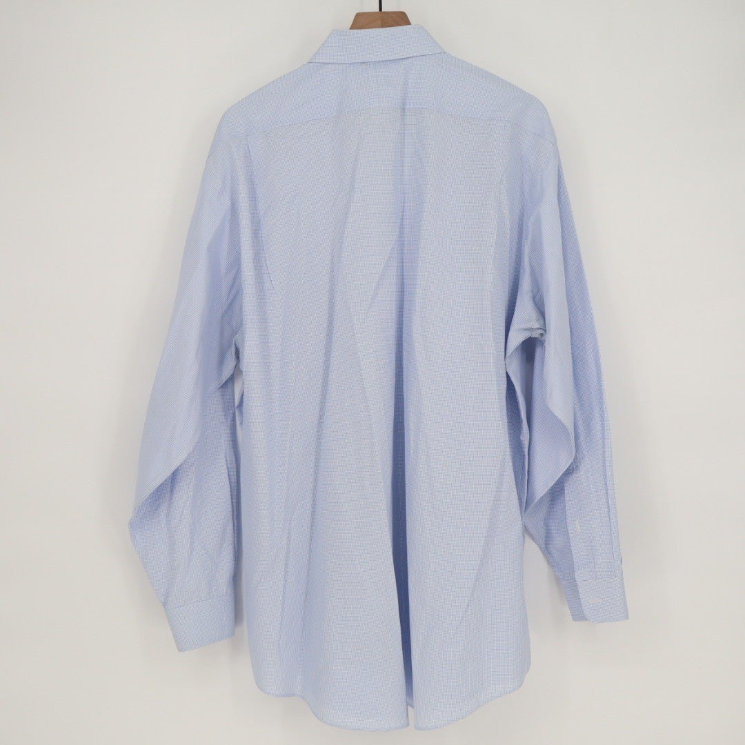 WILKES & RILEY Light Blue Gingham Classic Fit Dress Shirt 17 12 x 36