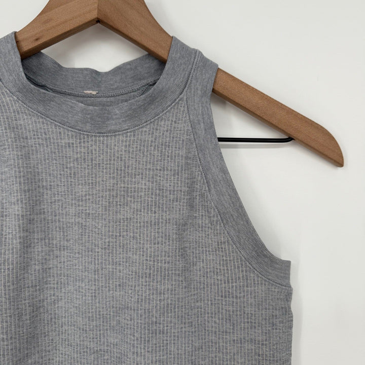 Lululemon Grey Ribbed Racerback Tank Top Sleeveless Mock Neck Athleisure Size 4