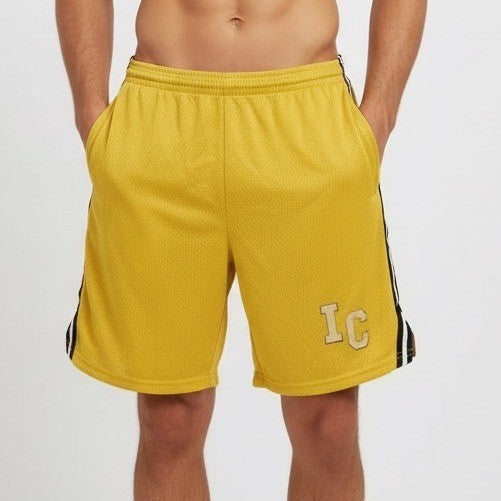 The Cotton Exchange Basketball Shorts Mens XL Yellow Mesh Active Elastic Waist