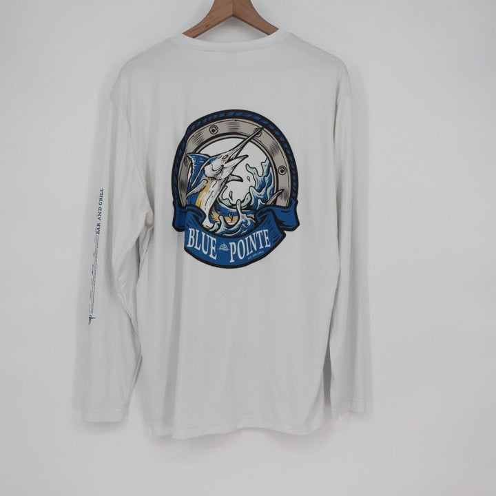 Blue Pointe T-shirt Mens Xl White Graphic Print Crew Neck Long Sleeve Streetwear