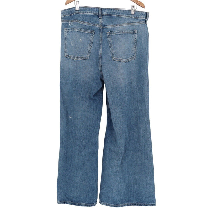 Old Navy Wide Leg Jeans Medium Wash Distressed Denim Pants Size 16