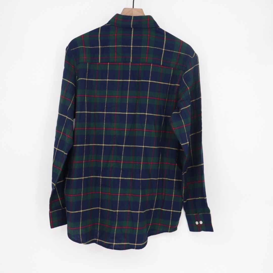 Club Room Men's Flannel Shirt Navy Blue Plaid Button Down Long Sleeve Size M