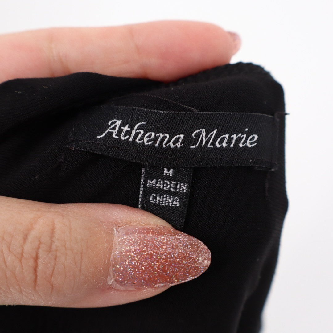 Athena Marie Pants Womens Medium Black Stretch Travel Casual Business Wide Leg