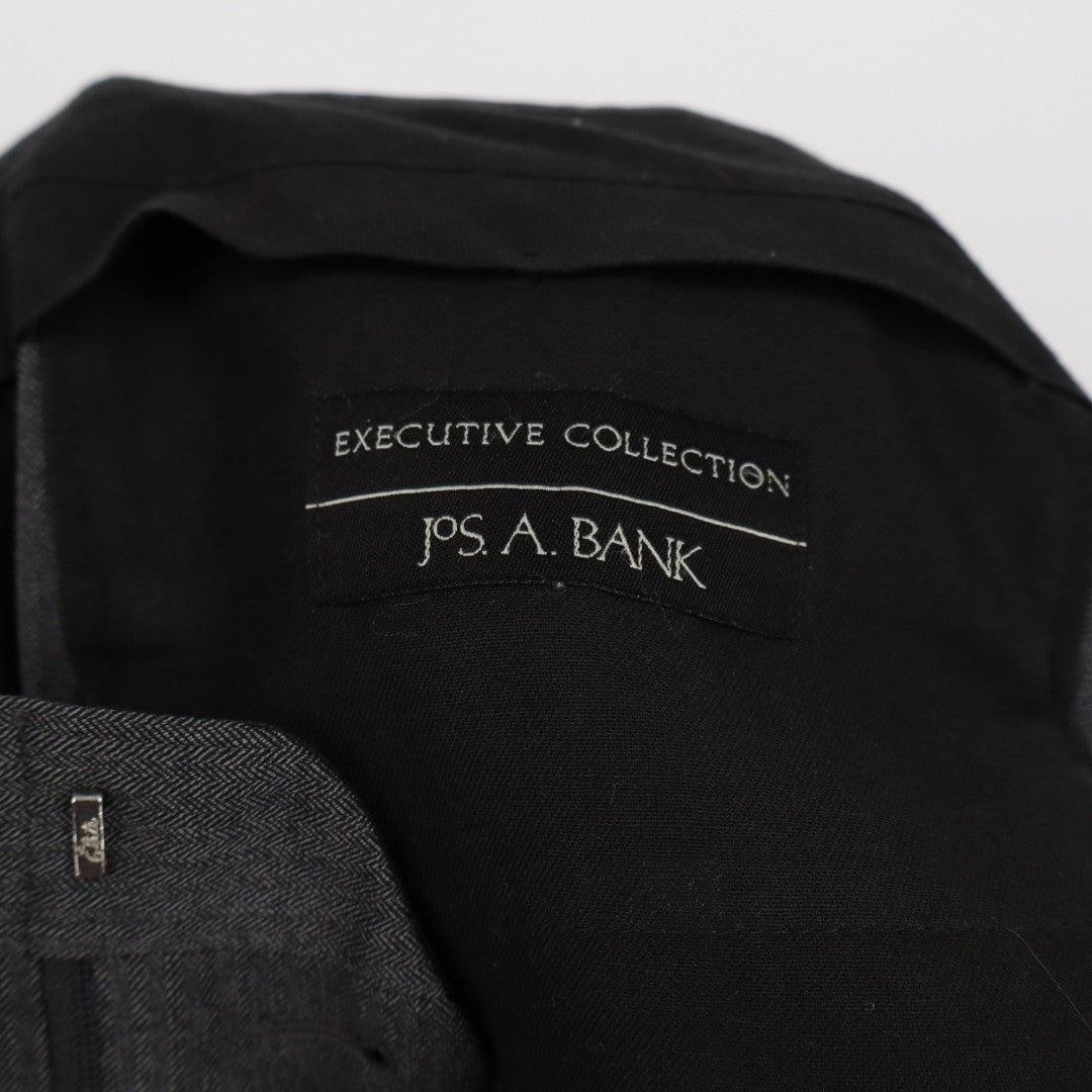 Jos. A. Bank Executive Dress Pants Mens 34x31 Black Plated Herringbone Straight