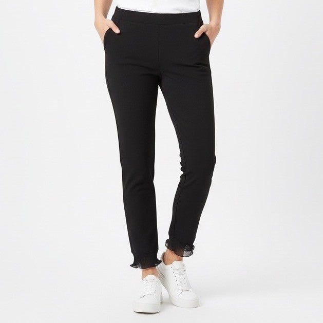 Shein Sweatpants Womens L Black Stretch Ruffle Ankle Elastic Waist Tapered Leg