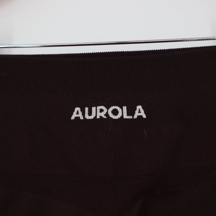 AUROLA Brown Ribbed Seamless High Waisted Bike Shorts Workout Athleisure Size M