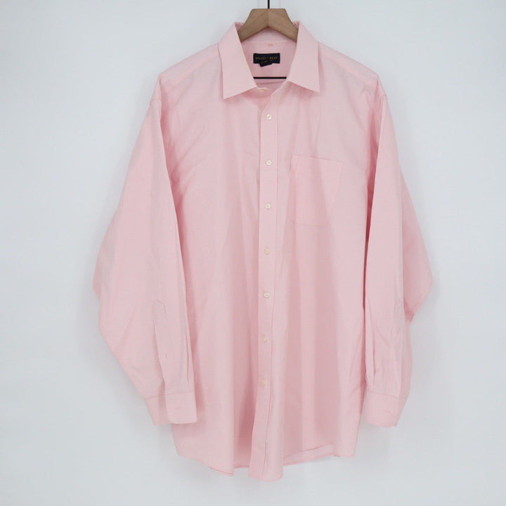 Wilkes Riley Mens Pink Classic Fit Supima Cotton Dress Shirt 17 12 x 35