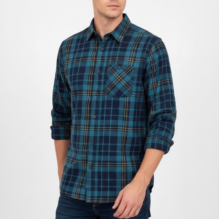 The North Face Mens Long Sleeve Plaid Button Up Shirt Blue Yellow Size M