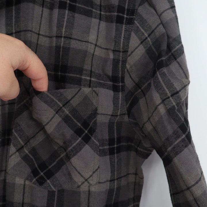 Field & Stream Mens Long Sleeve Plaid Flannel Shirt Size LG Gray Black