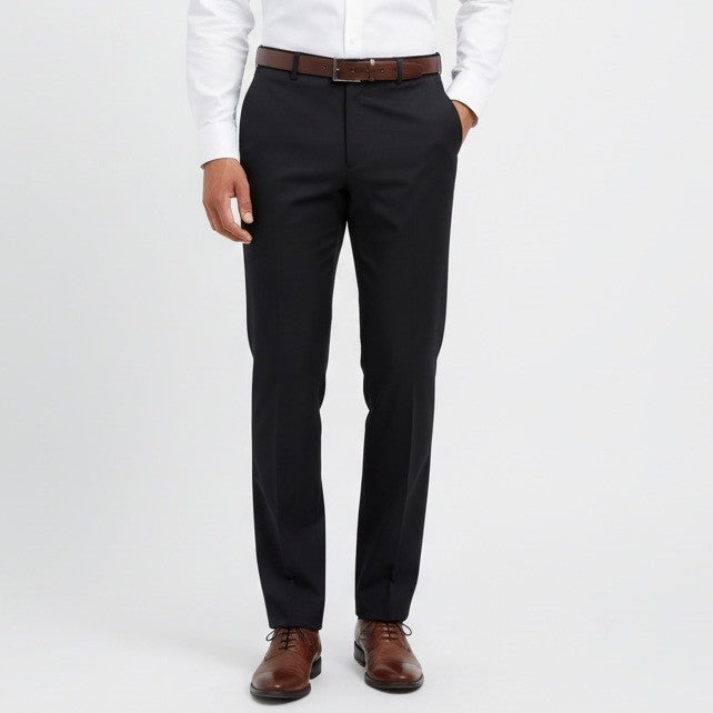 MTAILOR Men Big Tall Black Flat Front Dress Pants Size 44