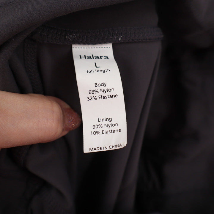 Halara High Waisted Full Length Activewear Leggings Size L Dark Gray Pockets