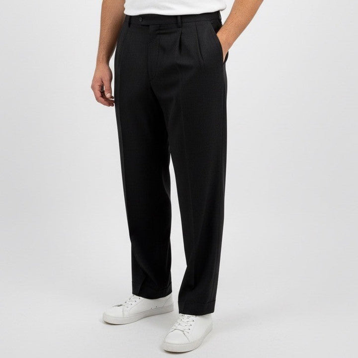 GS Mens Black Wool Blend Flat Front Dress Pants Size 44x32