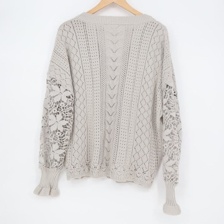 Cardigan Sweater Womens XL Gray Knitted Ribbed Long Sleeve Outdoor Everyday Wear