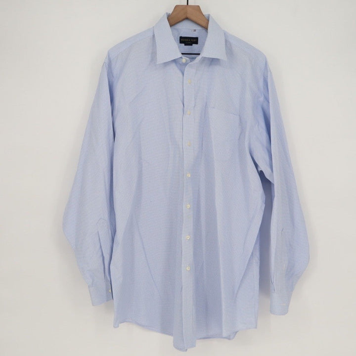 WILKES & RILEY Light Blue Gingham Classic Fit Dress Shirt 17 12 x 36