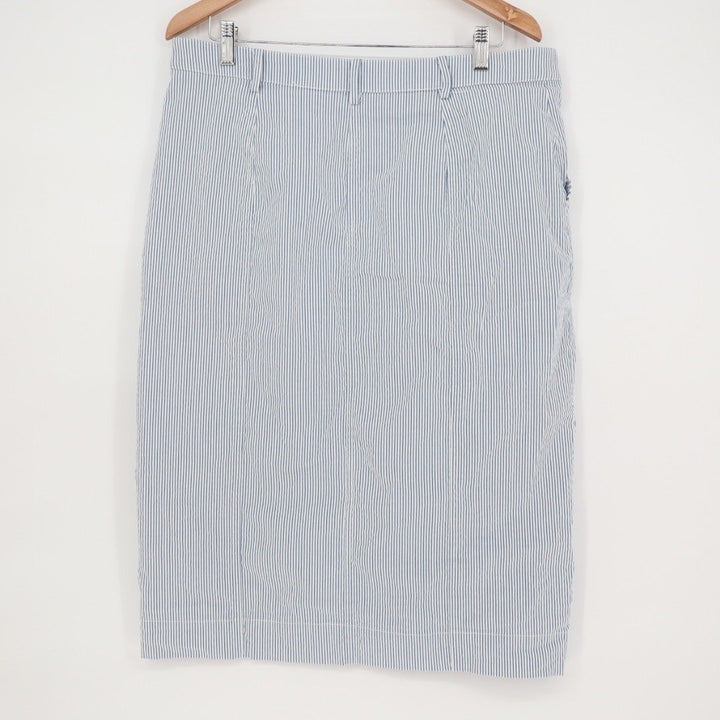 Ann Taylor Factory Seersucker Striped Button Front Midi Skirt Size 14