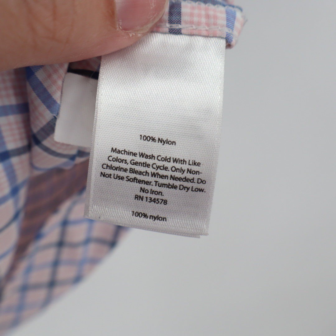 Vineyard Vines Performance Classic Fit Murray Shirt Pink Blue Check Nylon Size S