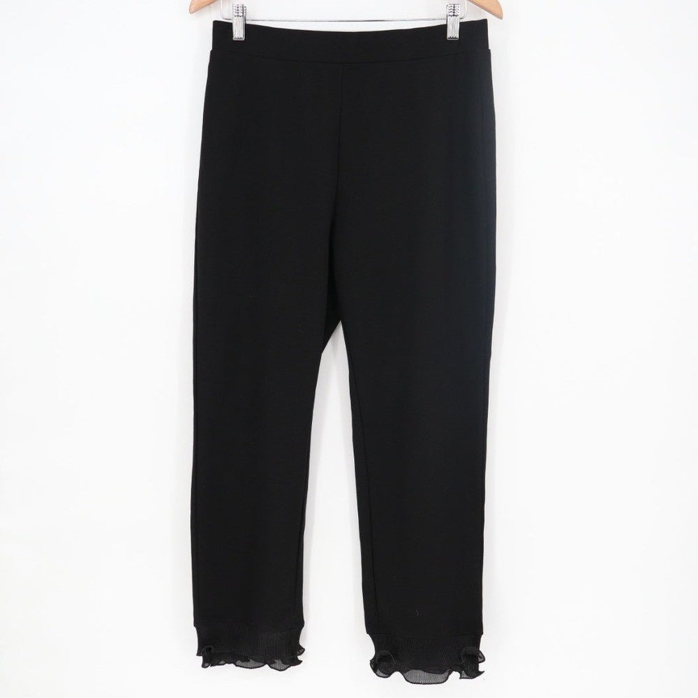 Shein Sweatpants Womens L Black Stretch Ruffle Ankle Elastic Waist Tapered Leg