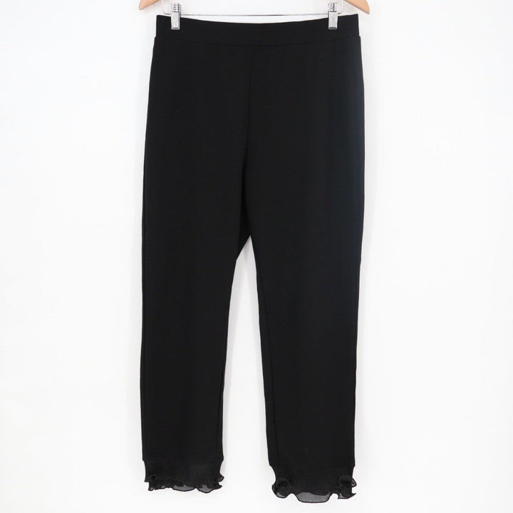 Shein Sweatpants Womens L Black Stretch Ruffle Ankle Elastic Waist Tapered Leg